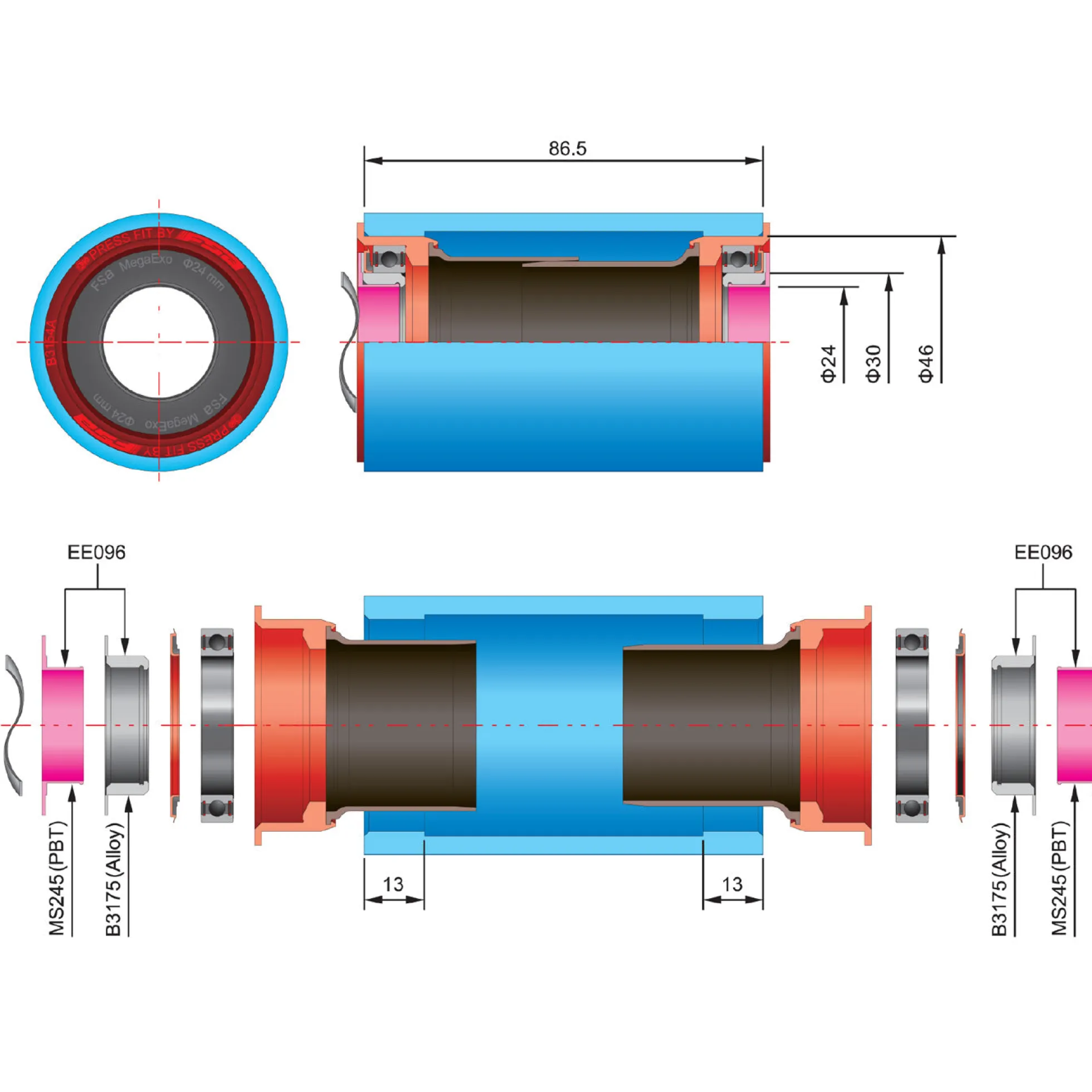 Adattatore FSA da BB30 a 24mm - EE085