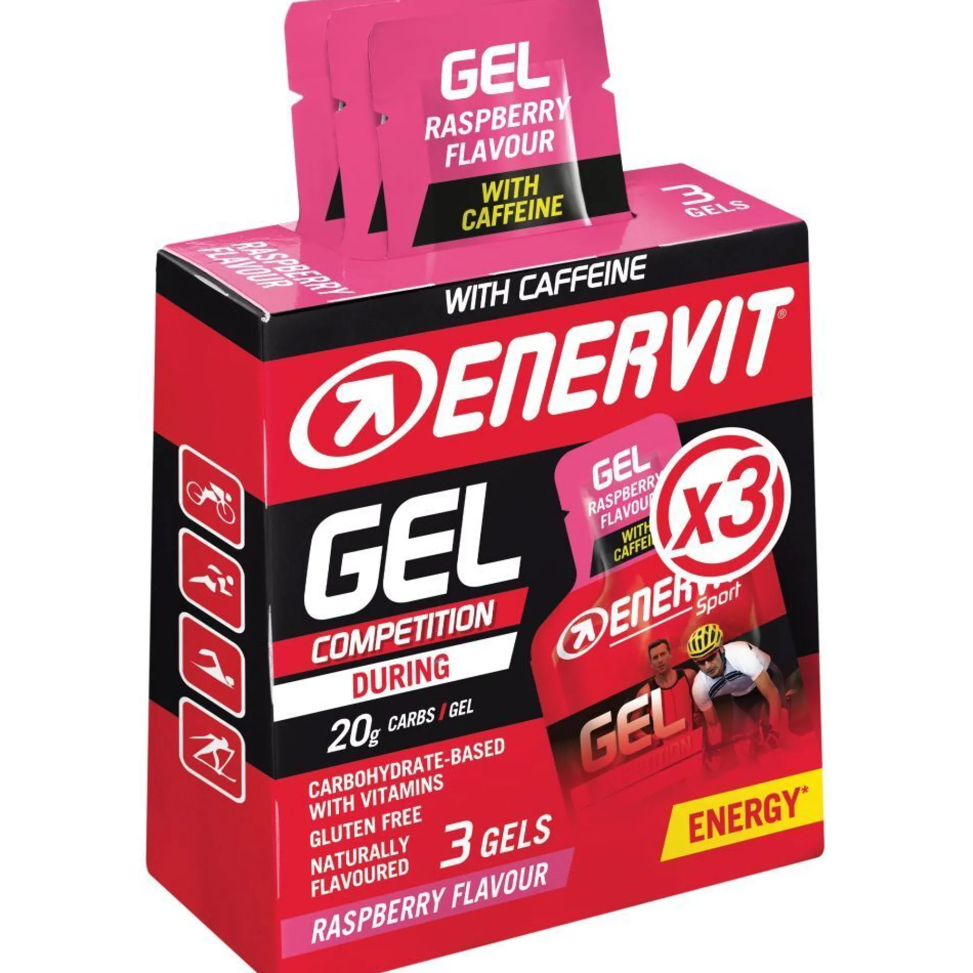 Enervit Gel Energetici*Gel Lampone con caffeina Astuccio da 3