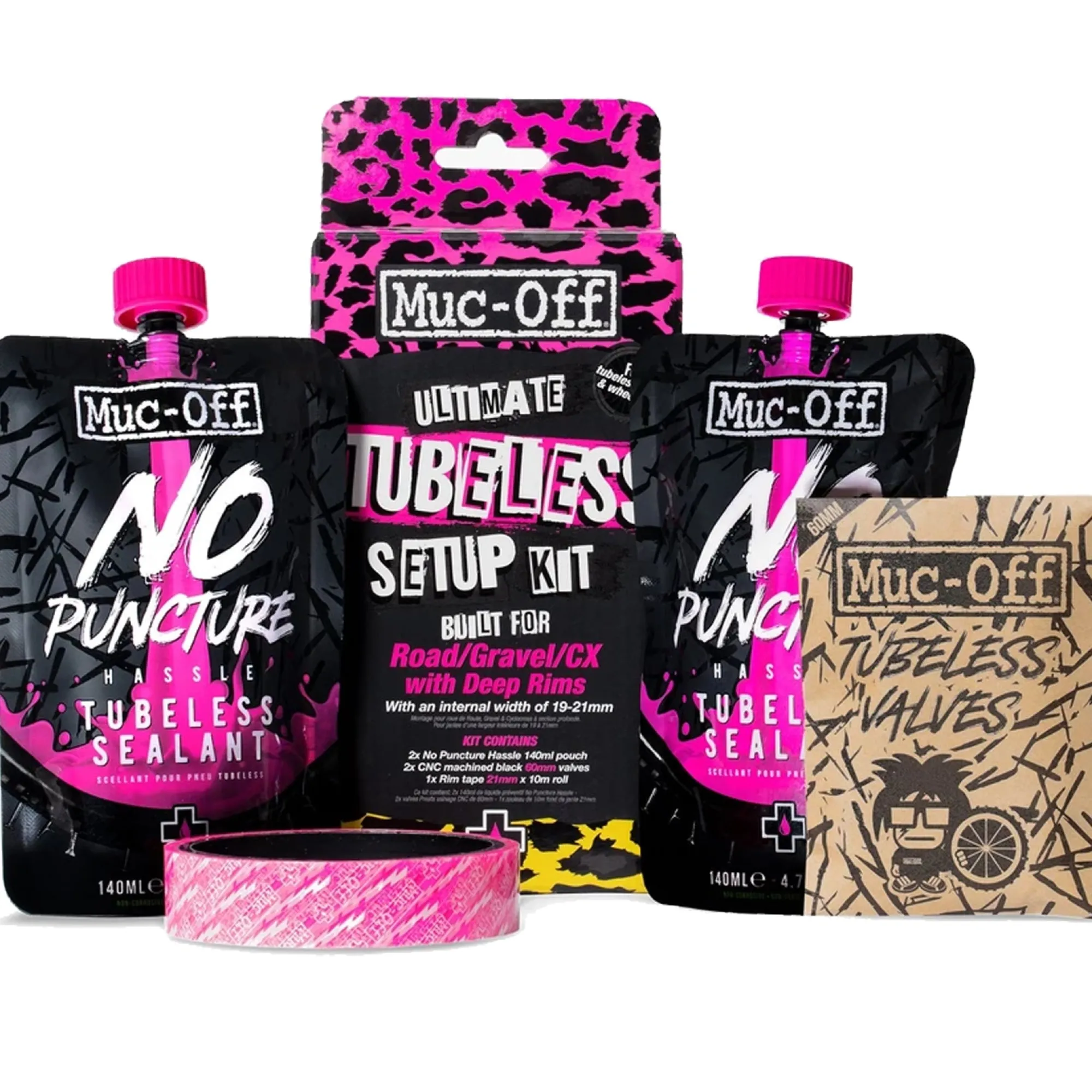Muc-off Nastro Biadesivo E Mastice|Kit Tubeless E Liquido Sigillante*Ultimate Tubeless Setup Kit - Road Gravel Cx