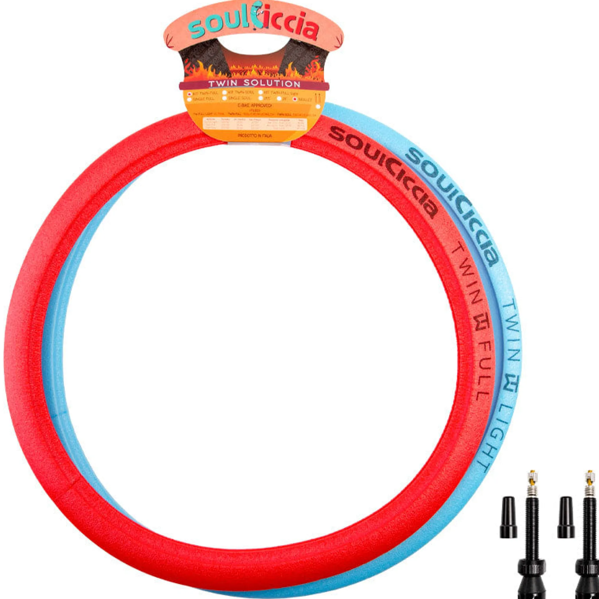 Soulciccia Kit Tubeless E Liquido Sigillante|Manutenzione*(Kit) 27,5"x43mm Twin Full+Light (2 Pezzi) + 2 Valvole TBL