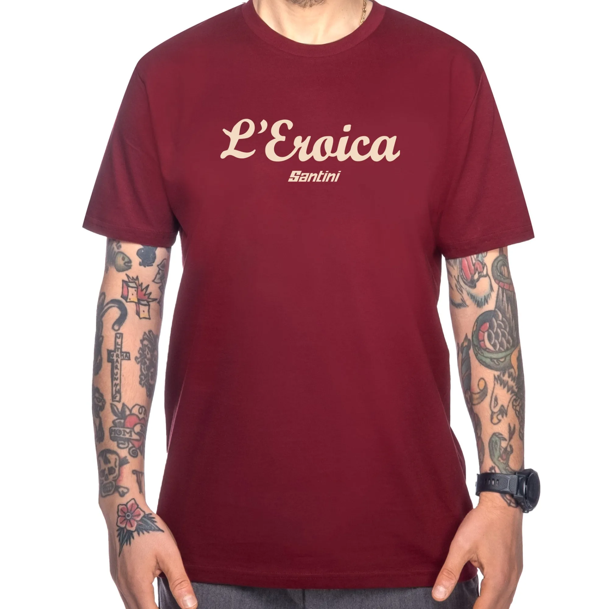 Uomo Santini Maglie*T-hirt Eroica - Bordeaux